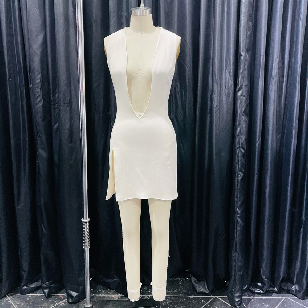 Plunging Neck And High Split Dress